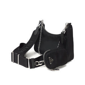 Prada Leather ReEdition Bag Black 2005 Shoulder Saffiano Chain